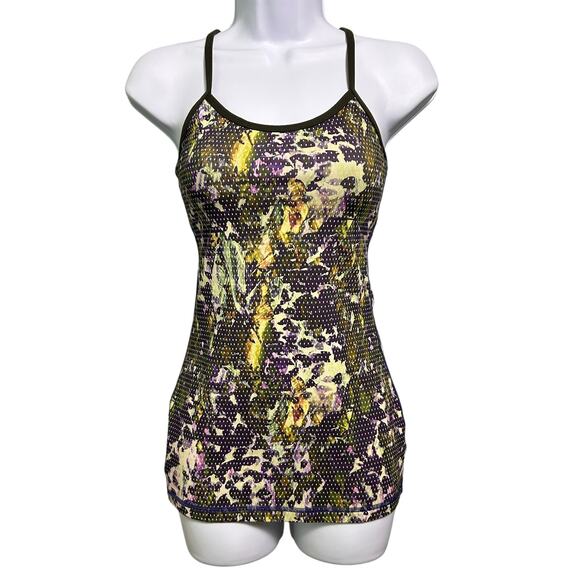Lululemon Power Y Tank Womens 2 Shelf Bra Fall Floral Multicolor Stretch Active - Picture 1 of 9